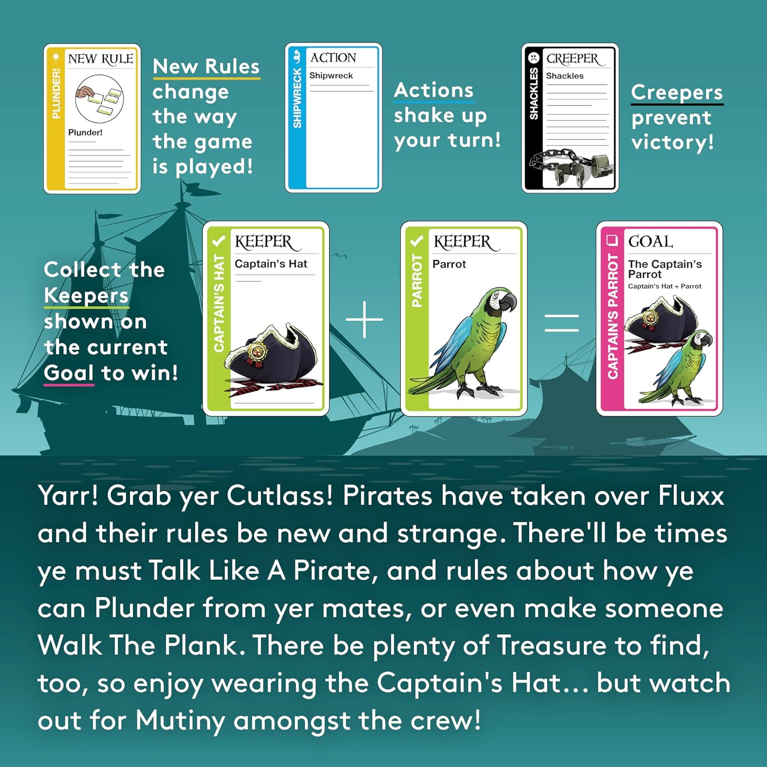 Looney Labs Pirate Fluxx Card Game - Ever-Changing Pirate-Themed Fun