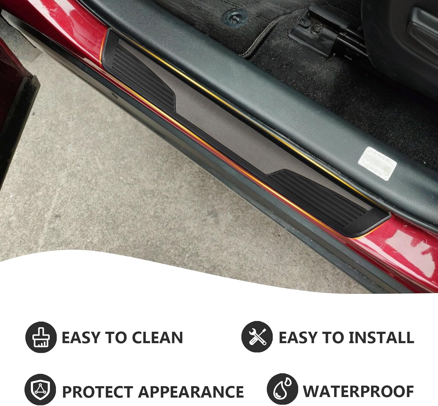 4PCS Door Sill Protector Compatible with Toyota Corolla Cross 2022 2023 2024, Door Entry Guard Protector Accessories