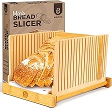 Bread Slicer for Homemade Bread - No Splinter with HDPE Base & Maple Finger - 4 Different Thicknesses for Uniform & Consistent Slices - Foldable Bread Cutter with Optimal Knife Grooves