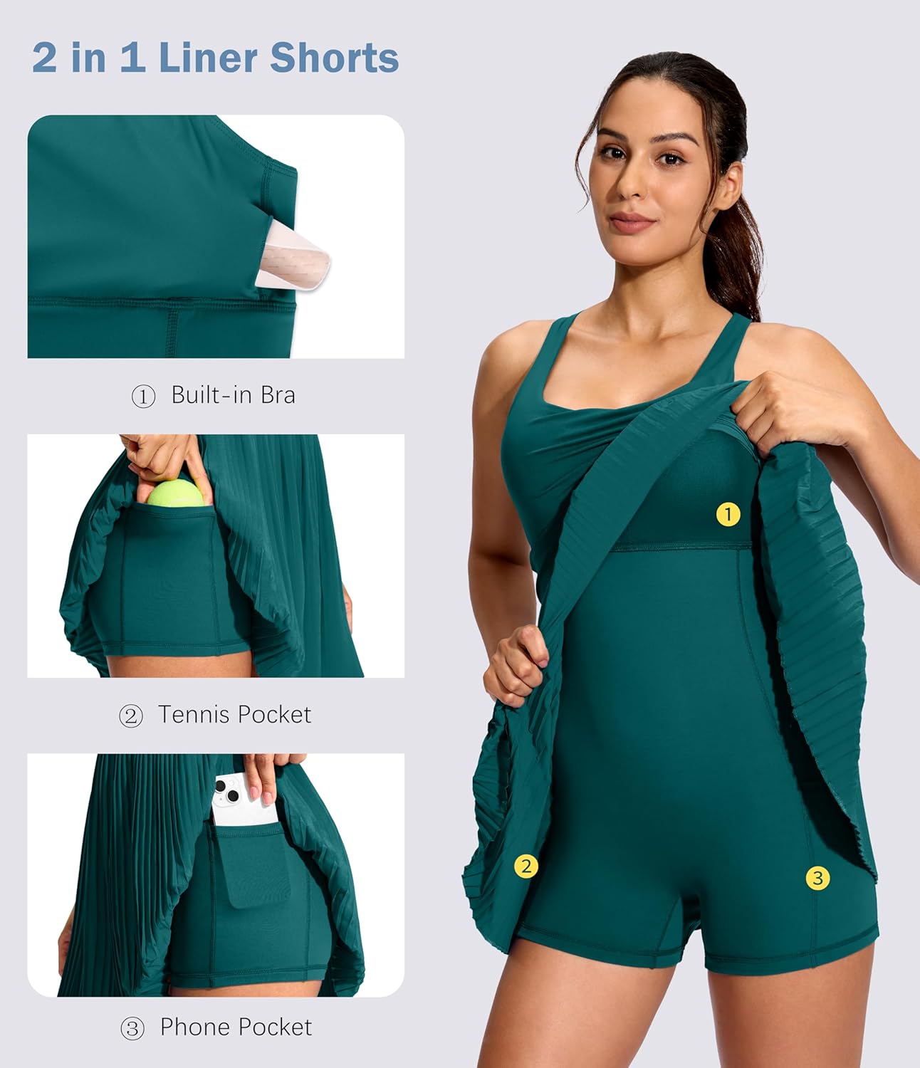Soothfeel Womens Tennis Dress Athletic Dress with Built-in Bra & Shorts Pockets Pleated Workout Active Sport Golf Dresses - Image 5