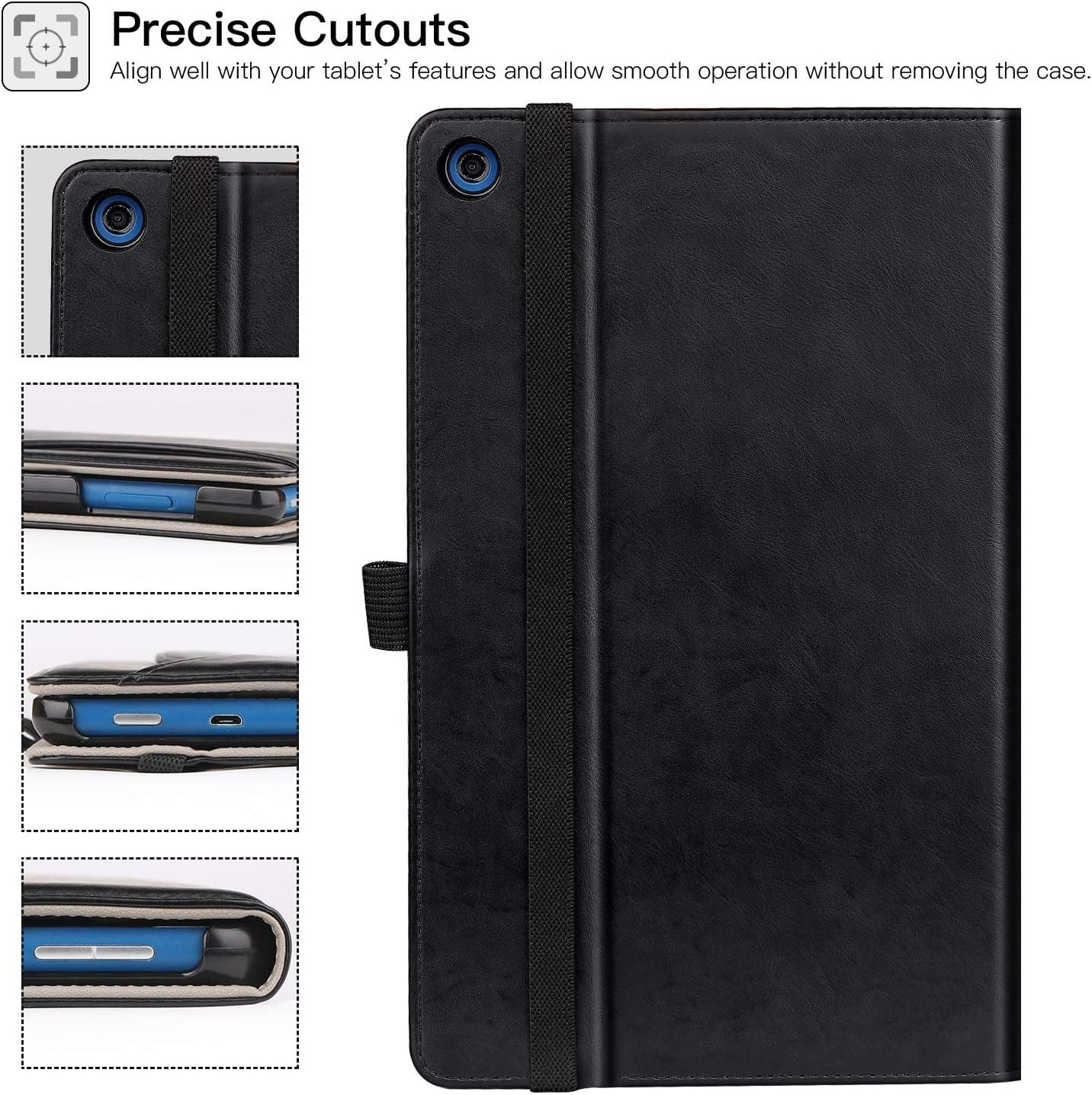 Ztotop Folio Case for Amazon flre HD 8 Tablet (8th/7th Generation,2018 and 2017 Release) - Smart 360 Degree Rotating Leather Cover Slim Folio Multi-Angle Viewing Stand Case with Auto Wake/Sleep, Black