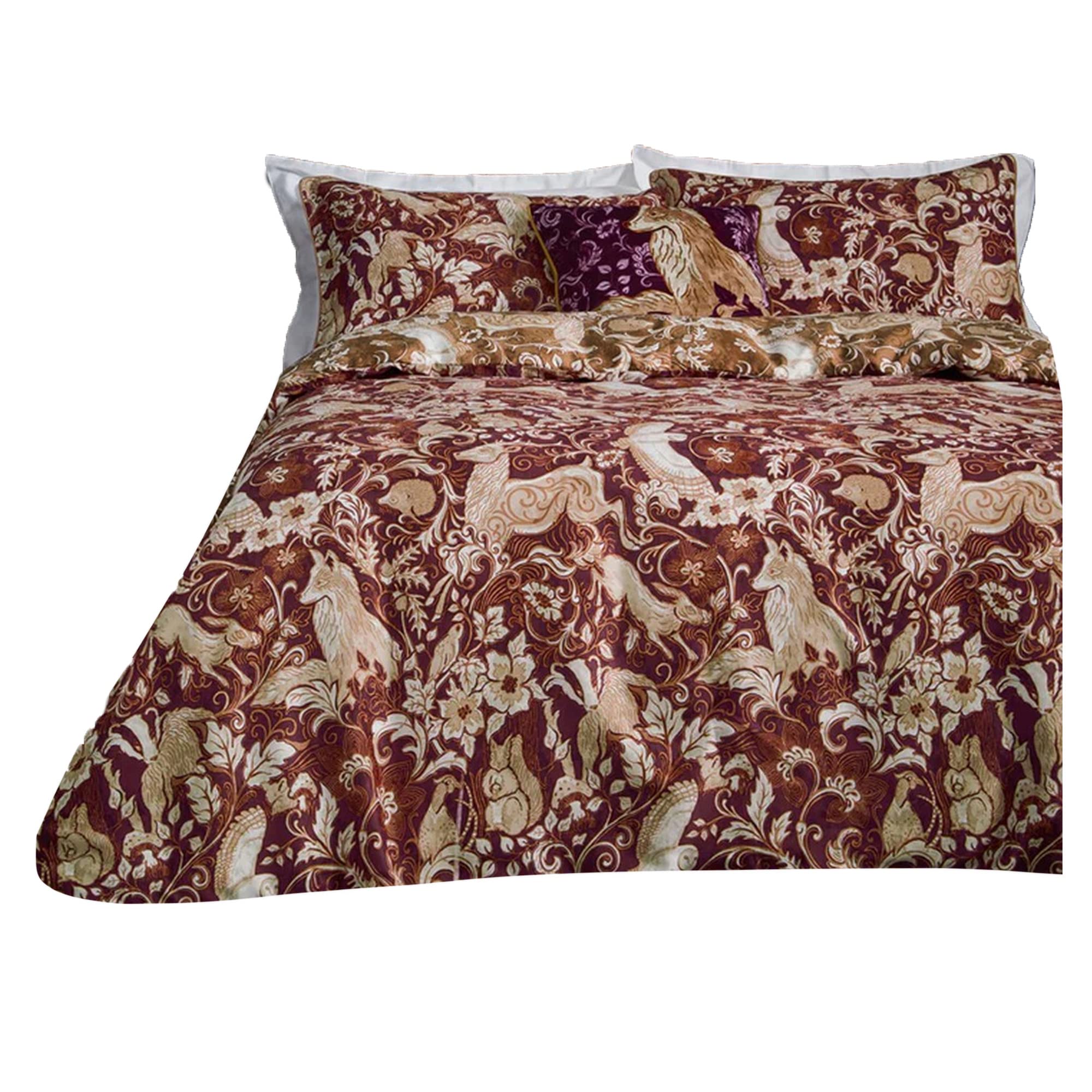Paoletti Unisex Red Harewood British Animal 100% Cotton Duvet Cover Set In Double