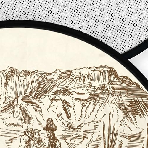 Miniatura 5 de Wild West Cowboys - Alfombra redonda de 3 pies lavable para dormitorio, sala de estar, alfombra circular del desierto americano, tapete
