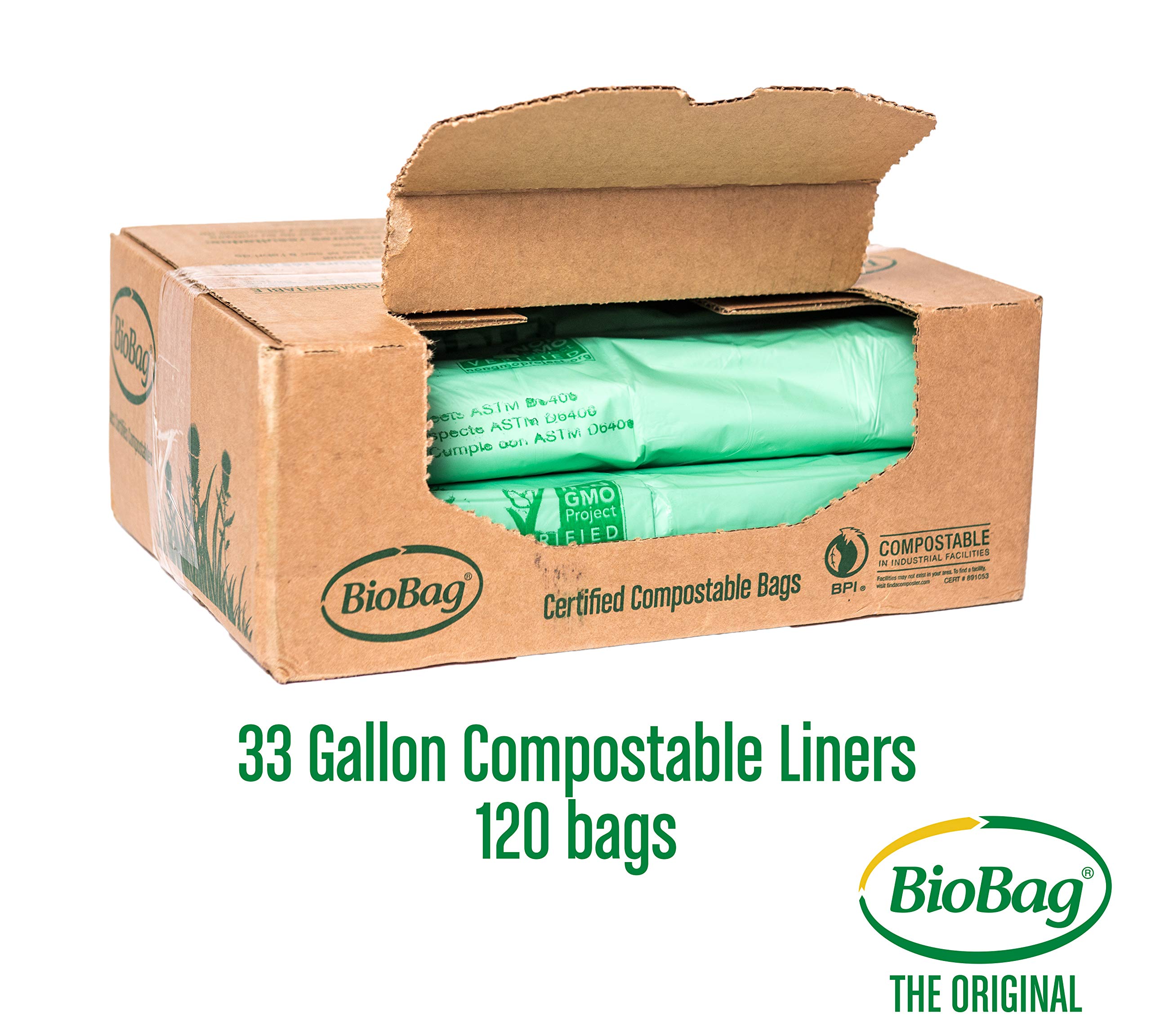 BioBag (USA) Der originale kompostierbare Beutel, 100% zertifiziert, kompostierbare Müllbeutel für Lebensmittelabfälle, extra stark und langlebig, Müllbeutel