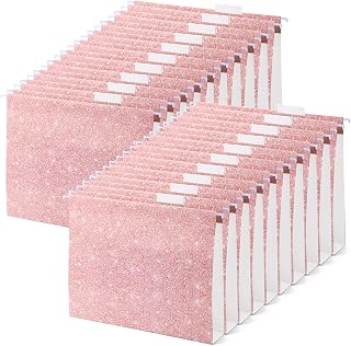 20 Pcs Light Pink Hanging File Folders 12 x 9.25'' Glitter Decorative File Folders with 20 Paper 2 Expansion,20 Paper 1/5 Cut Tab and 20 Plastic Tab for Filing Cabinet Office Desktop