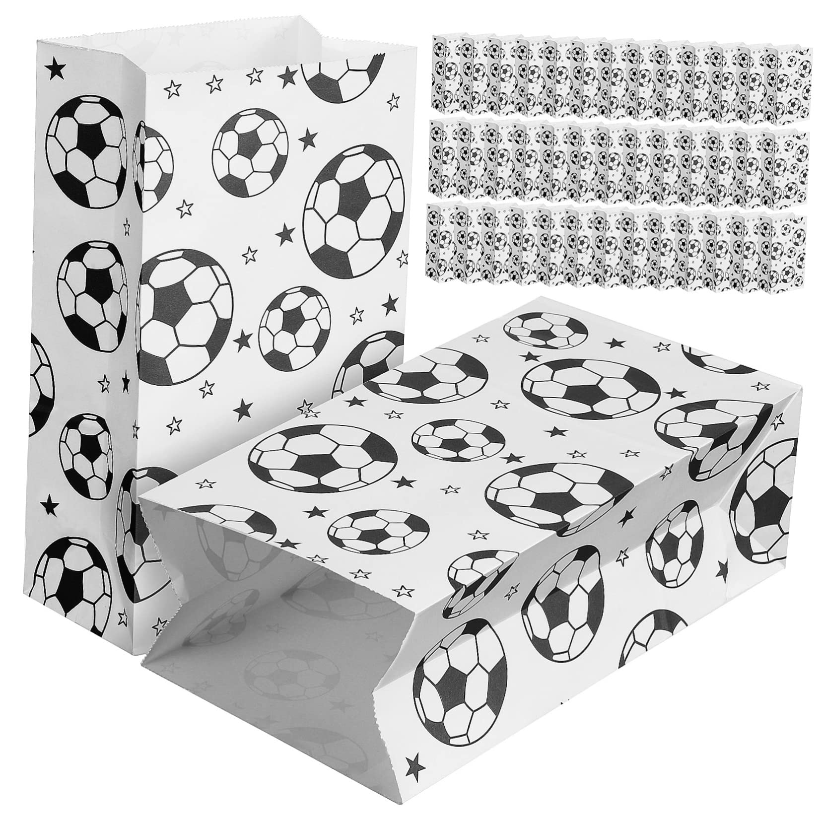 Healeved 80piezas Bolsas De Papel Temáticas De Fútbol De Resistentes y Reutilizables Para Fiestas y Eventos Deportivos Diseño Atractivo Para Dulces y Sorpresas