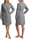 NY Threads Robe de femme Soft Knit Waffle Peignoir Léger Longueur genou Vêtements de salon