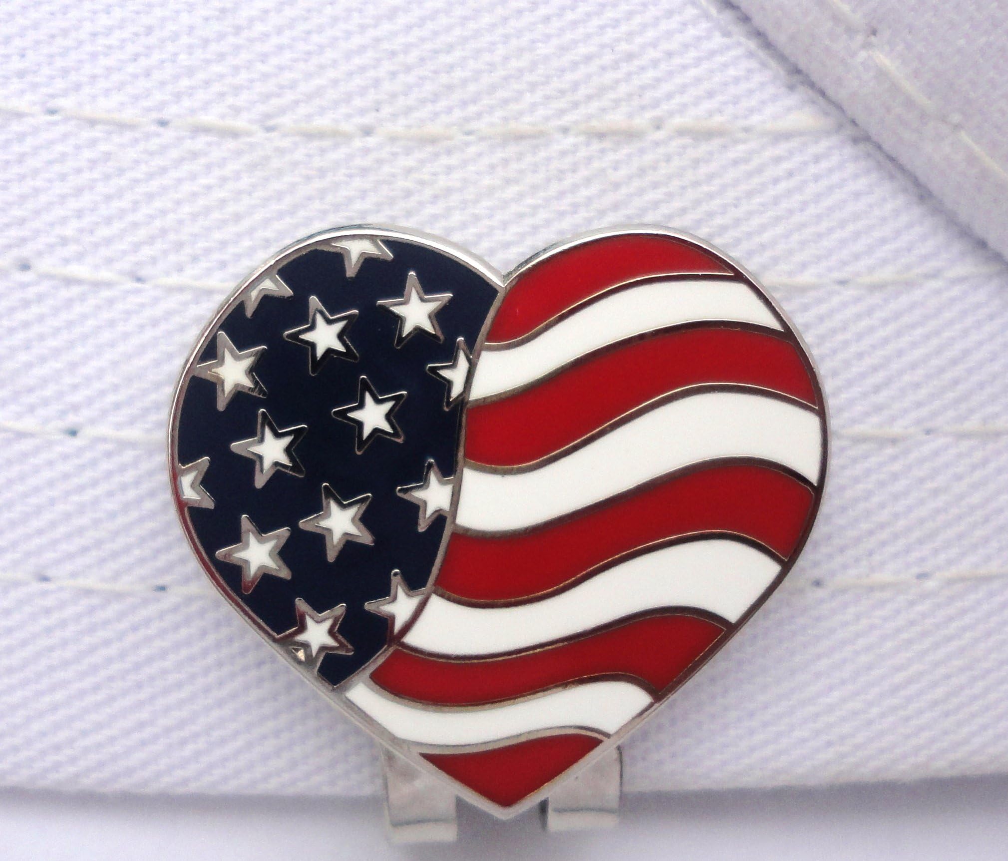 American Flag Heart Golf Ball Marker and Magnetic Hat Clip