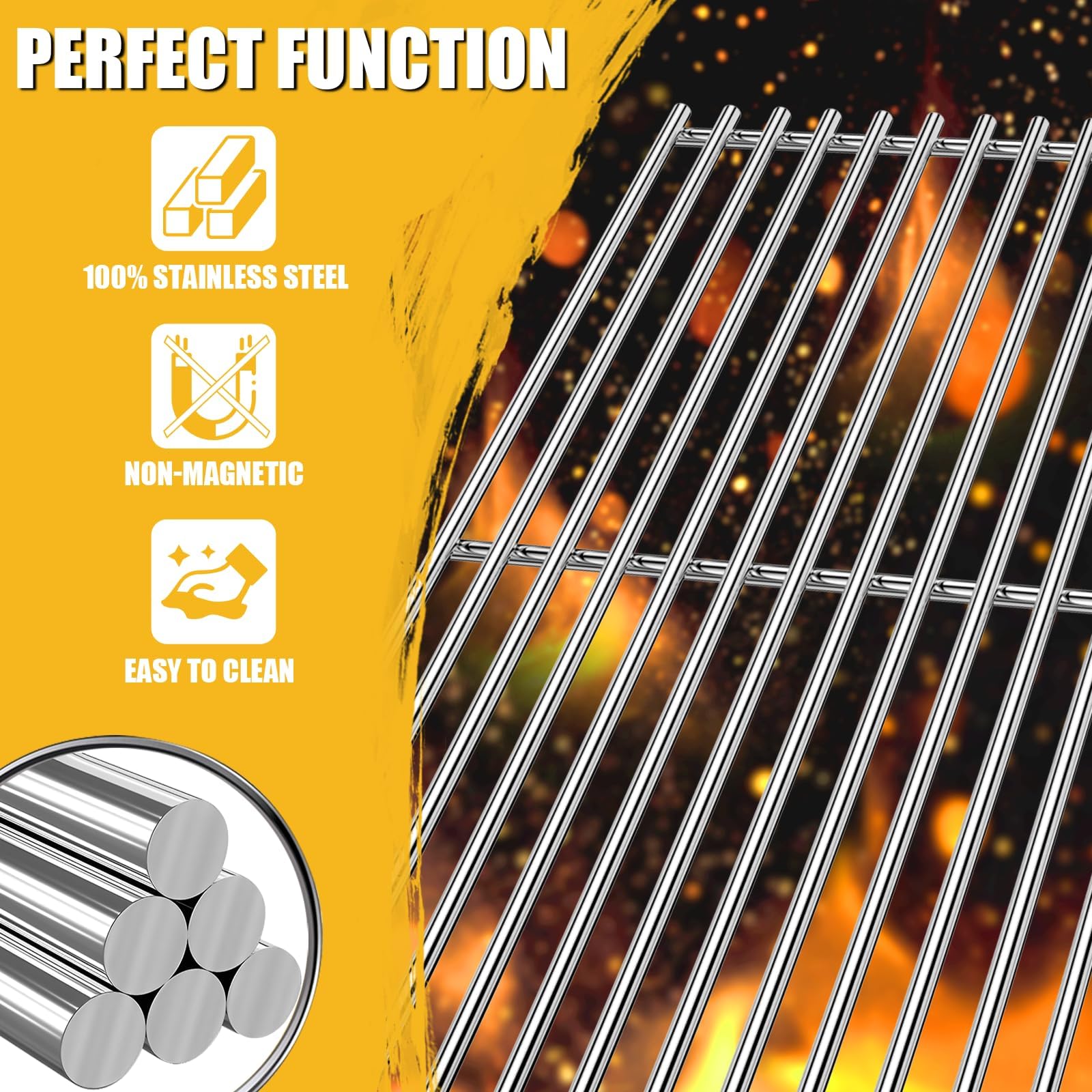GFTIME Edelstahl Grillrost 44,5x26cm für Weber Spirit 200 Serie E210/220 S210/220 Gas Grills