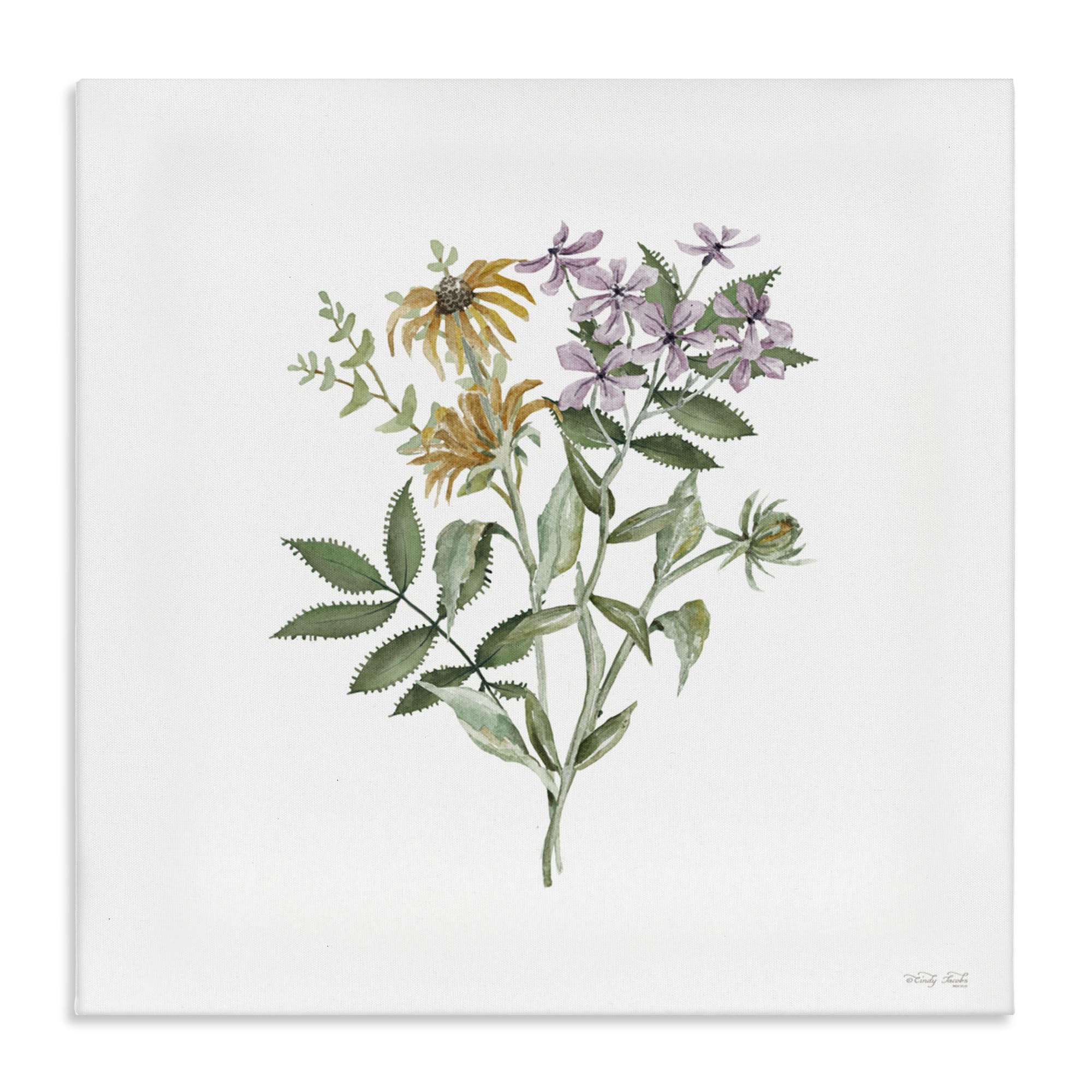 Floral Botanical Rainbow, 36 x 36 Inch Canvas Wall Art