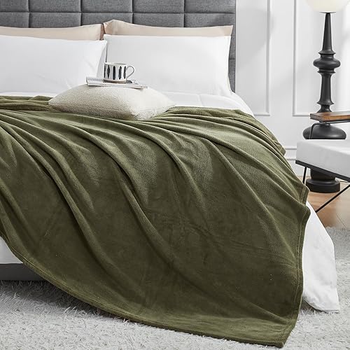 Vista 301 de Hansleep Manta de vellón tamaño individual, color verde azulado, suave y acogedora manta de franela mullida para cama, sofá, viajes, campamento