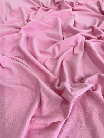Cotton Jersey Spandex Fabric - Soft - Breathable - All Way Stretch Fabric - Medium Weight - Perfect Choice for Baby Grow, Tshirts, and Cotton Jersey Sheets - 58 Inches Wide - 1 Yard Baby Pink