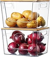Vista 1 de Organizadores de despensa, paquete de 2 cubos de almacenamiento de cebolla y papa, cubos de almacenamiento de gran capacidad para encimera de cocina