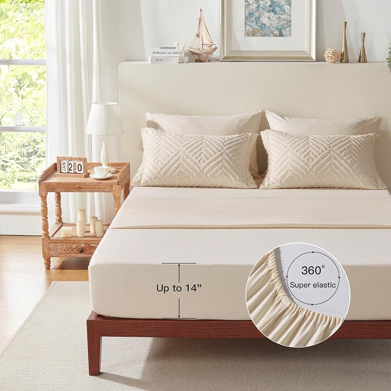 Zzlpp Queen Comforter Set 7 Piece, Beige Bed in a Bag Queen Bedding Sets image 6