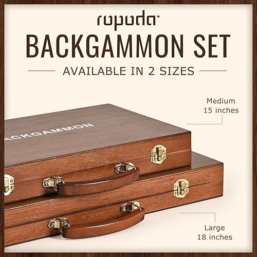 Vista 10 de ropoda Sapele - Juego de mesa de backgammon de madera (15 pulgadas) para adultos y niños, juego clásico de estrategia de mesa, juego de backgammon