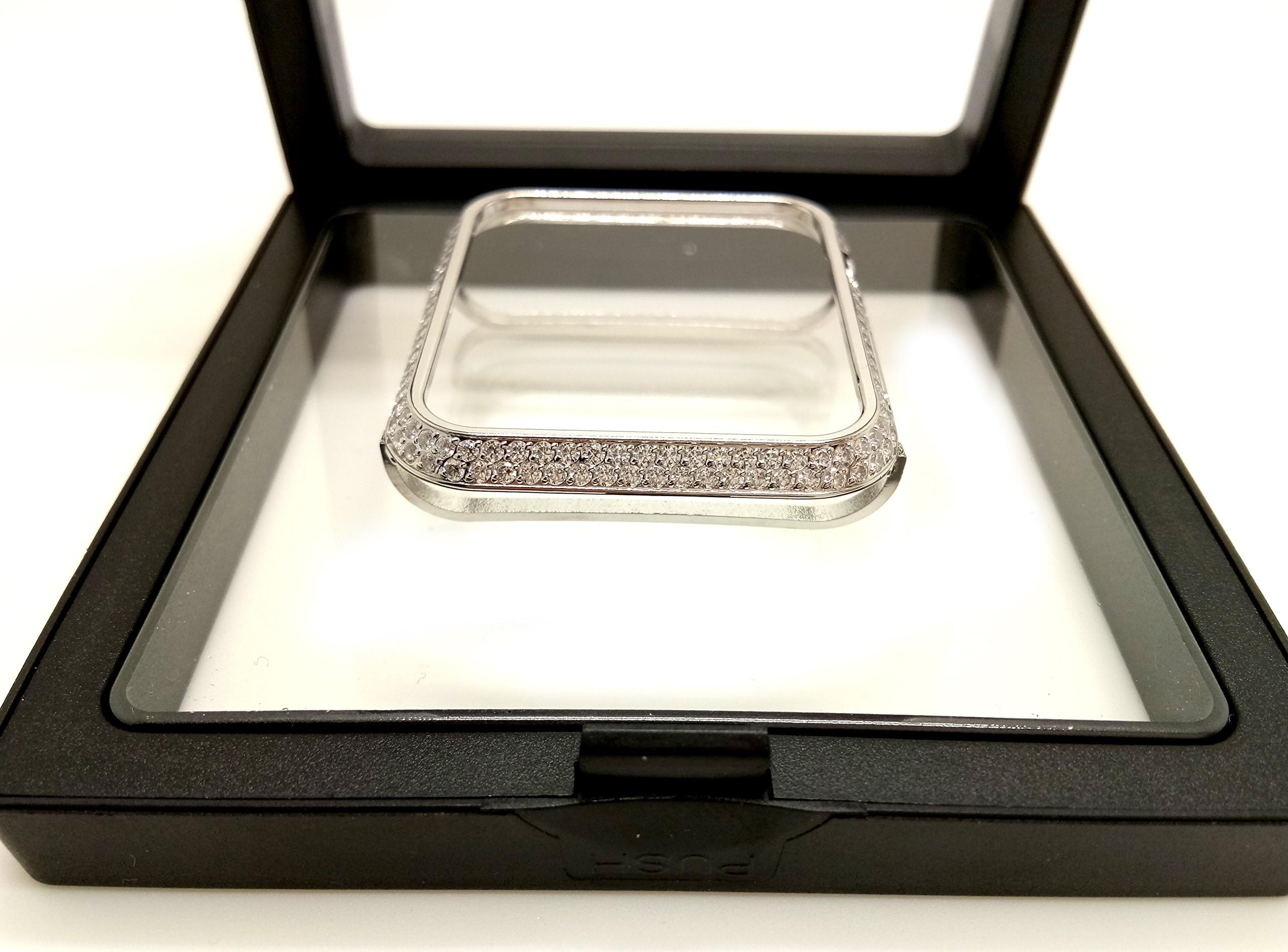 Bling-Bling Diamonds Metal Bezel Case for Apple Watch iWatch S1/S2/S3 Sports&Edition Non-Ceramic Version The Smaller Size 38MM (Platinum Diamonds)