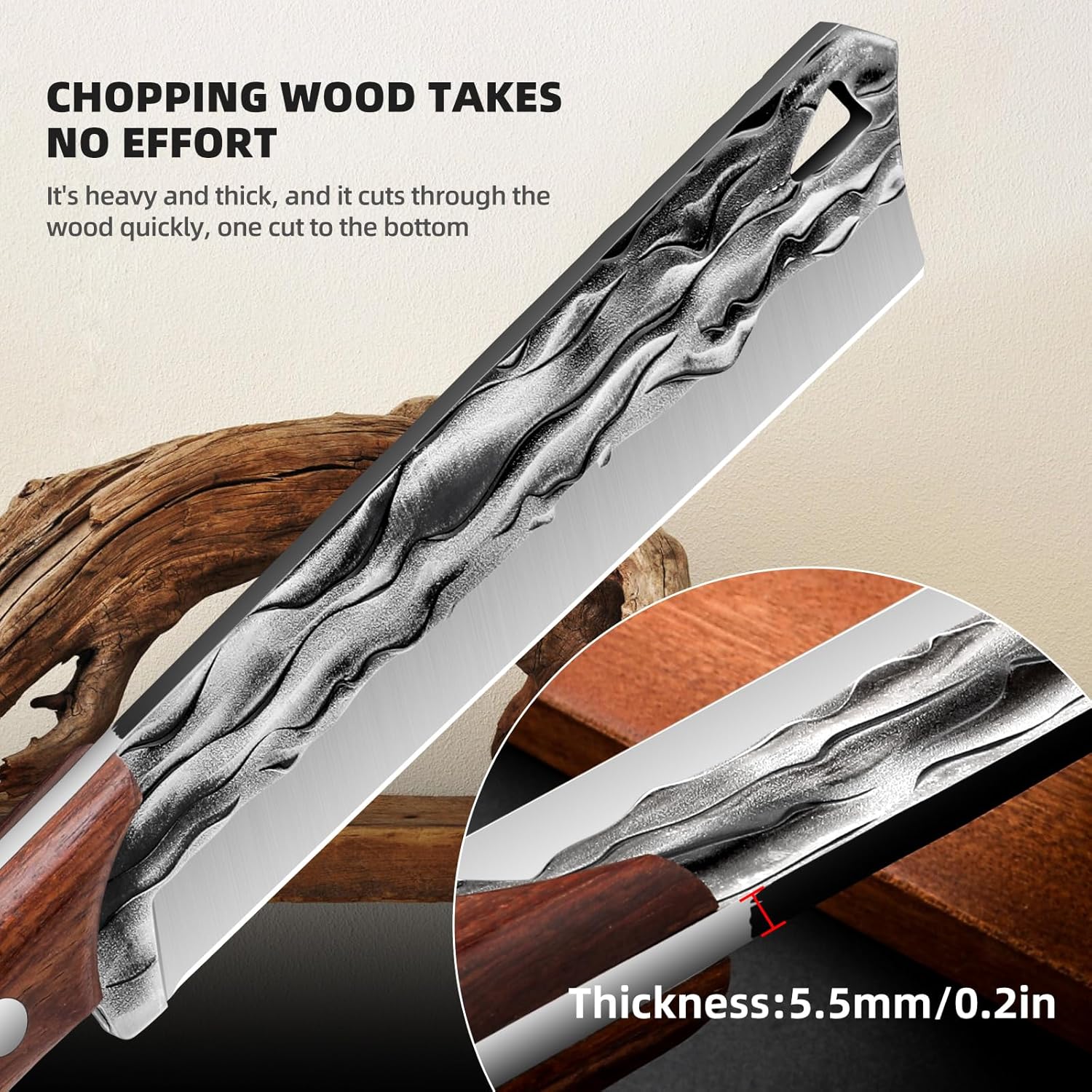 Machete with Sheath for Cutting Trees Heavy Duty, for Yard Work and for Bushcrafting Knife Sickle for Clearing Brush Garden Tools Construction Blade (Silver Black)