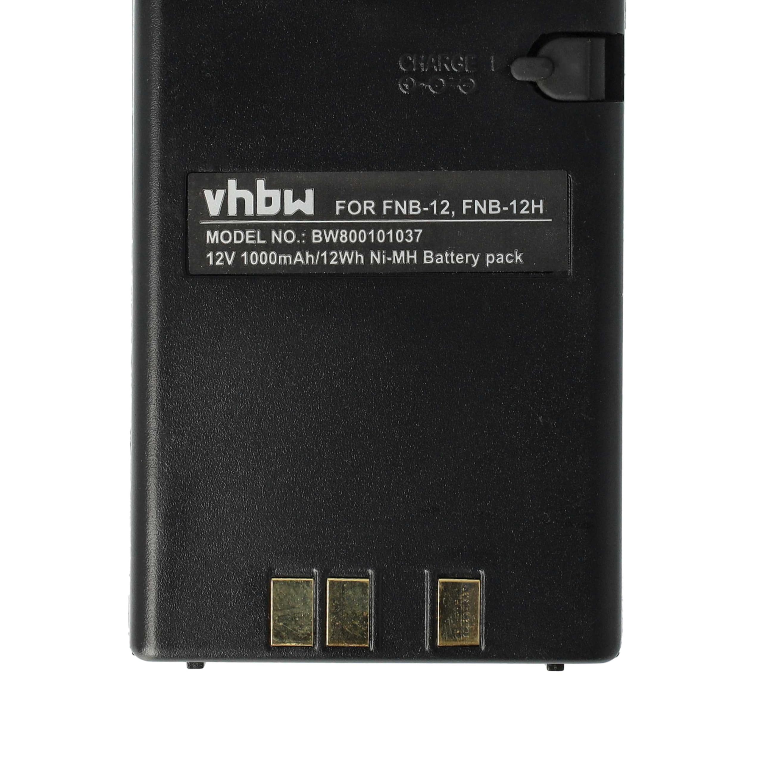 vhbw Batería Compatible con Yaesu Vertex FT33R, FT33, FT23R, FT23, FT411 Mark II, FT204, FT20, FT411 Radio (1000 mAh, 12 V, NiMH)