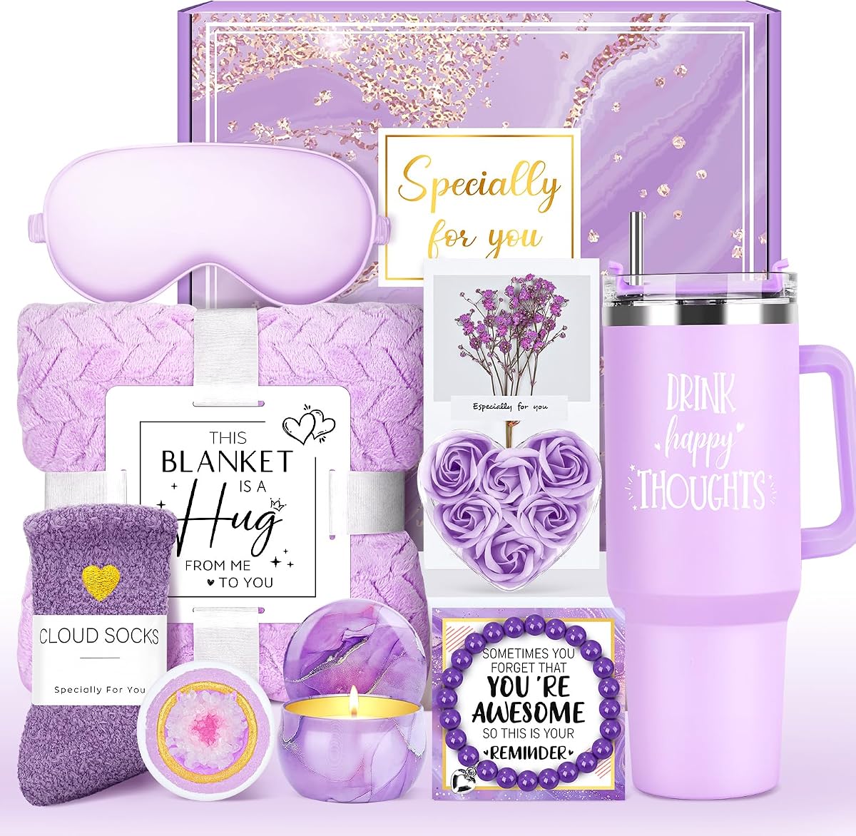 Cestas de regalo para mujeres Regalos de cumpleaños para mujeres Único Regalo Get Well para mujer Regalos de lujo de autocuidado para mujer Conjunto de paquete de cuidado Get Soon para su caja de kit de spa para mamá, novia, mejores amigas