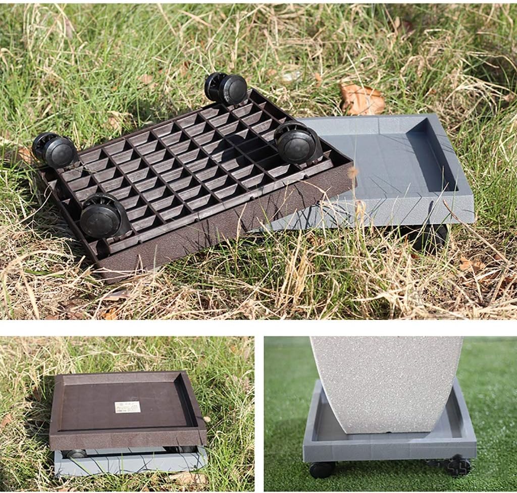 Planter Caddies,19.6in Round Metal Plant Caddy Pot Movers,Indoor Outdoor Planter Holder Trolley,Load Bearing:60-200kg,for Indoor,Outdoor, Home, and Garden,Gray,Brown,Square