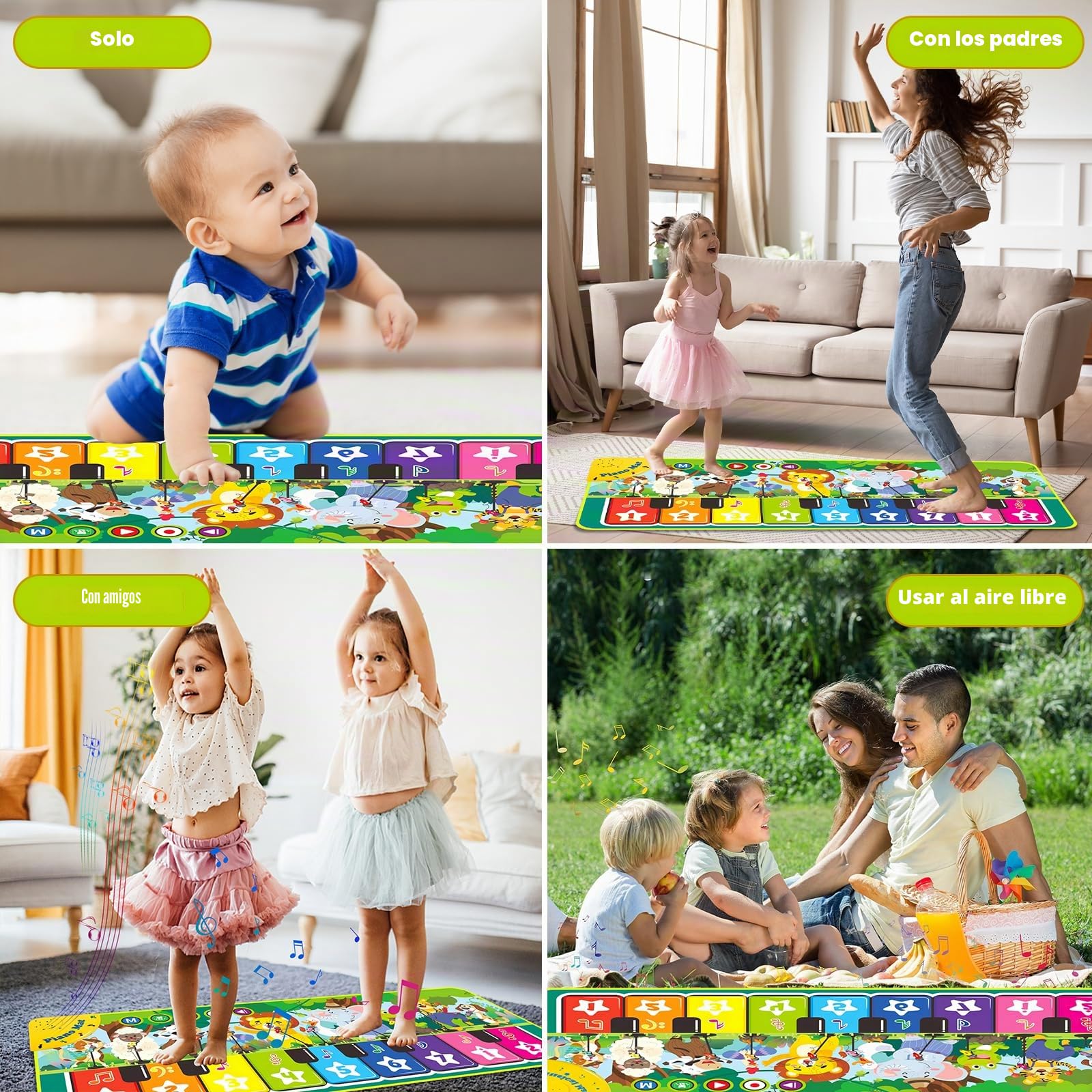 Piano Bebe, Alfombra Musical con 10 Animales, Alfombra Musical Bebe 1 Año, Alfombra de Piano, Juguete Musical Bebe, Niños y Niñas & Regalos de Cumpleaños (110×43cm)