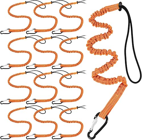 Paquete de 12 cordones para herramientas con hebilla de metal individual y extremo de bucle ajustable, longitud estándar, límite de peso máximo de