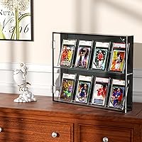 Vista 6 de FEMELI Estuche acrílico para tarjetas de béisbol, marco de tarjetas comerciales de 8 grados con protección UV, funda para tarjetas deportivas