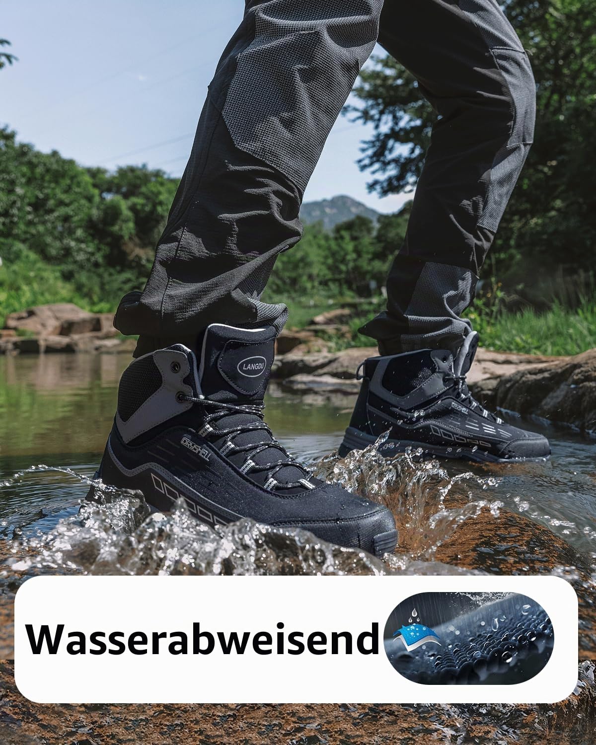 LANGDU Wanderschuhe Herren Damen Trekkingschuhe 37-46 | Atmungsaktiv,Wasserdicht,Rutschfest,Bequem,Stabil,Sportschuhe,Outdoor & Wandern