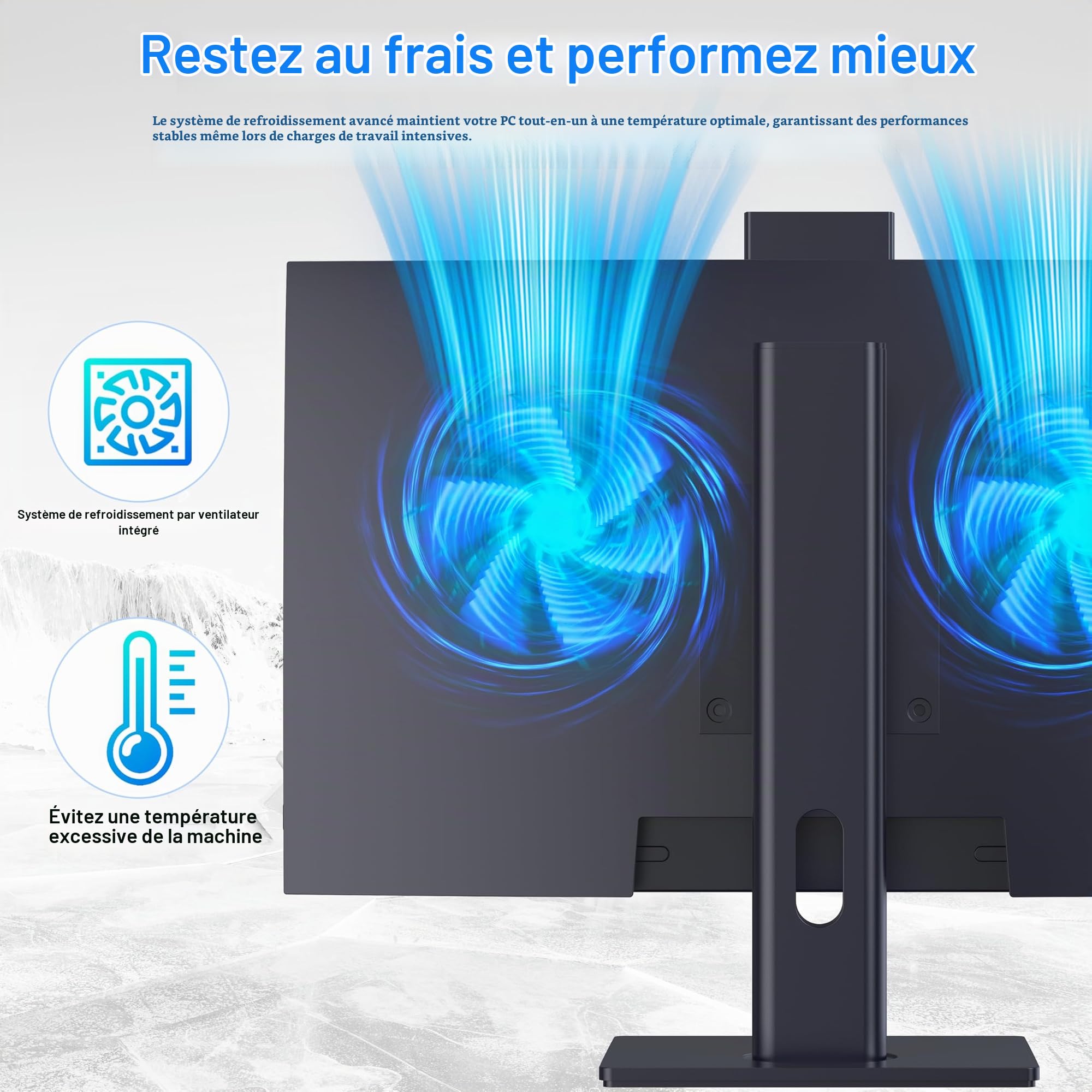 Ordinateur de bureau, Ordinateur tout-en-un 27'' Core i7 (jusqu'à 3,0 GHz) 512 Go SSD 16 Go RAM avec Webcam rétractable, PC tout-en-un écran ajustable, WiFi6 Bluetooth 5.3 Idéal pour télétravail,Noir
