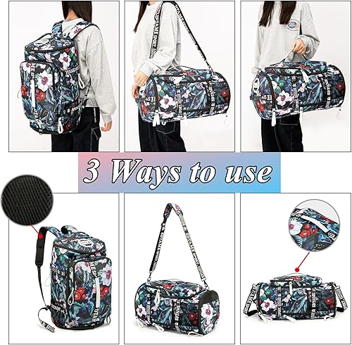 Miniatura 9 de Bolsa de lona para gimnasio, mochila de viaje con compartimento para calzado, para usarla de 4 formas, para mujeres y hombres, multifuncional, capa