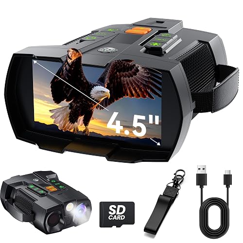 Night Vision Goggles Binoculars for Adults: 4K Night Vision Binoculars with 4.5' HD Screen, 10X Digital Zoom, 7-Level IR