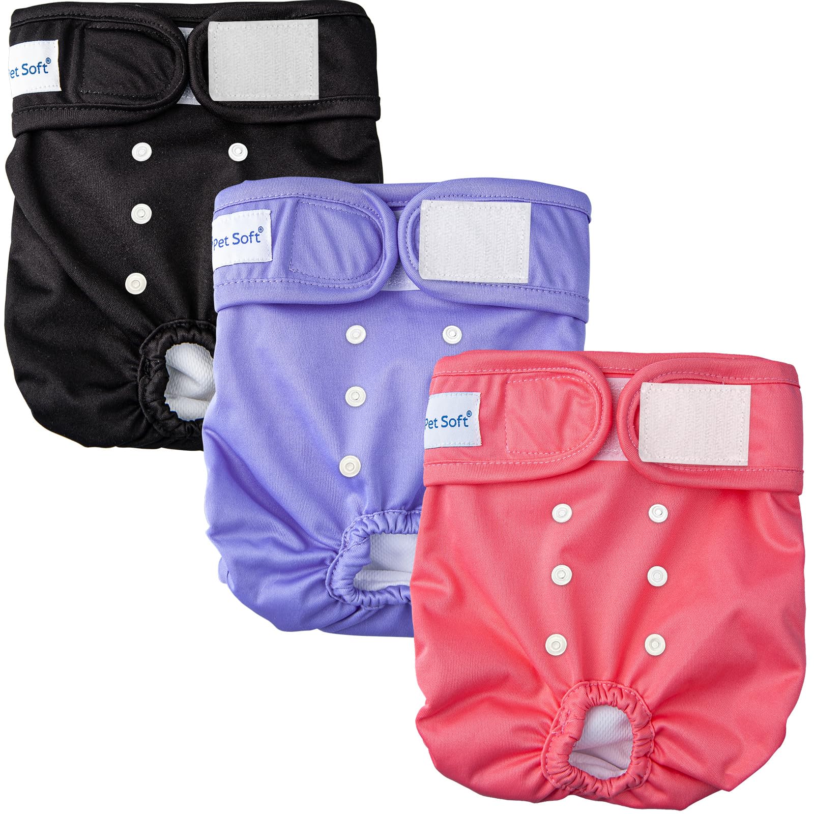 Pet Soft Pañales Perro Hembra, Pañales Lavables para Perros, 3 Paquetes de Braga para celo Perras (Sólido, L)