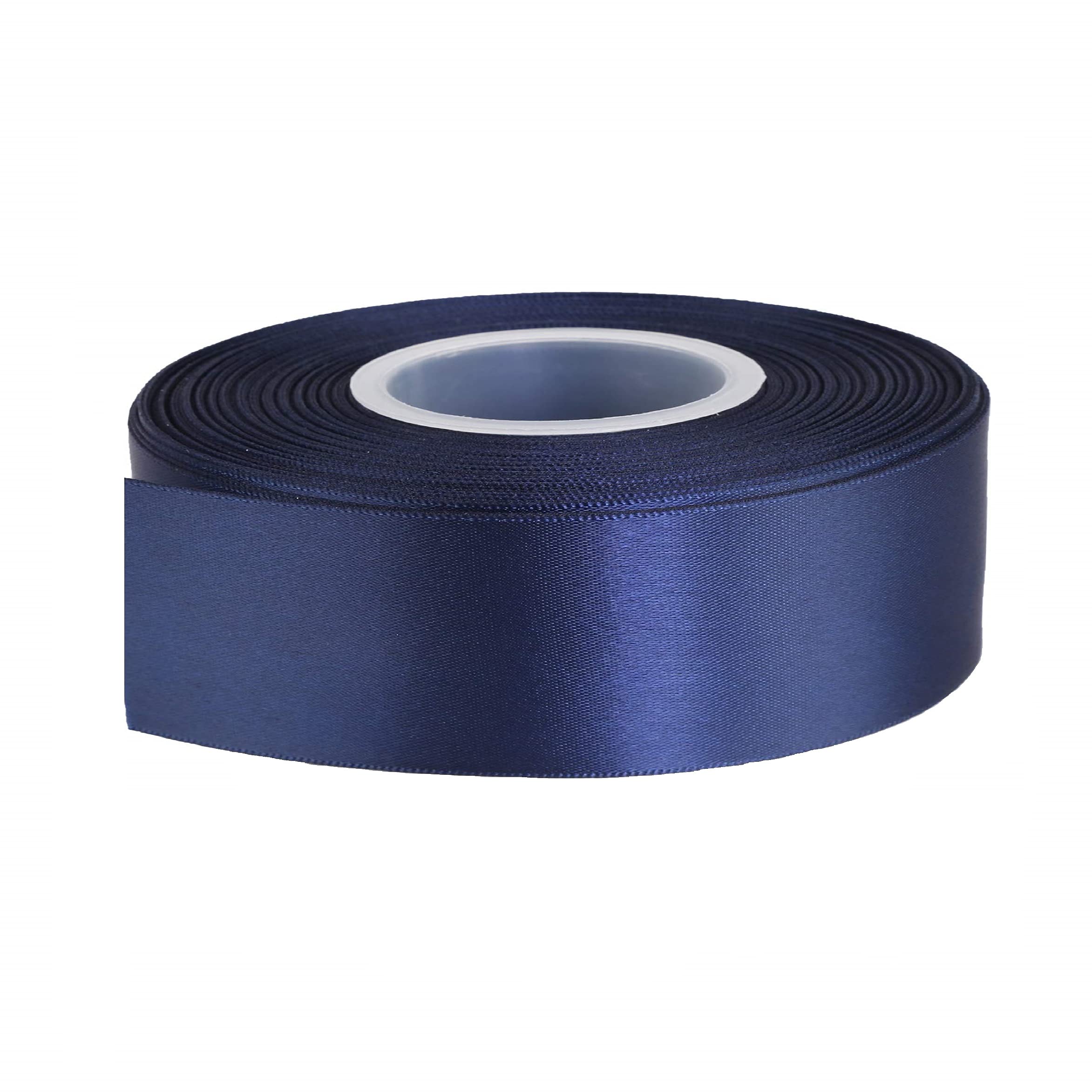 Double Faced Satin Ribbon -23 Metrs, Perfect for Wedding, Gift Wrapping, Bow Making & Other Projects (25mm X 23 Metres, Navy Blue)