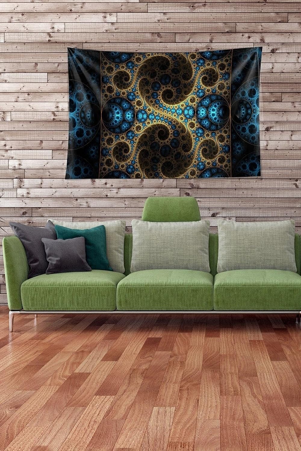 Pelangi Mavi Hare Desenli Leke Tutmaz Kadife Kumaş Duvar Örtüsü Duvar Halısı Tapestry YWLL435, 70 x 100