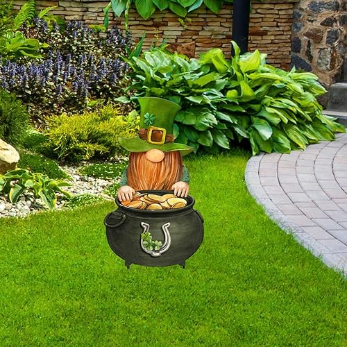 Miniatura 2 de Briarwood Lane Gnomo irlandés de San Patricio, arte metálico de 31 x 12 pulgadas