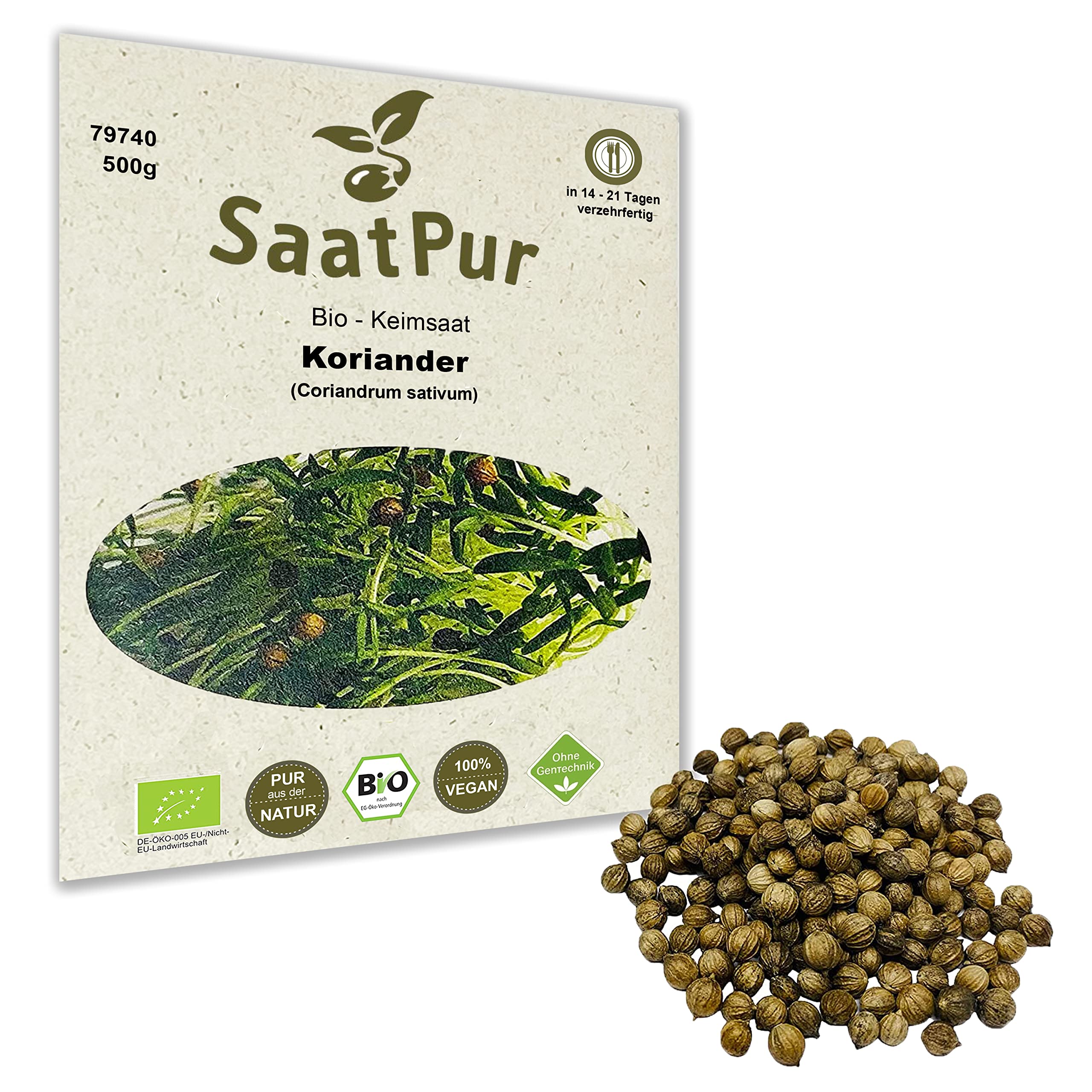 500g BIO Keimsprossen Koriander Keimsaat Sprossensaat Microgreens Keimling Sprossen