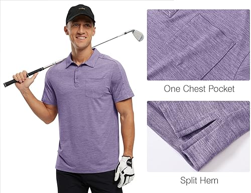 Miniatura 4 de Rdruko Polo para hombre, manga corta, secado rápido, para exteriores, golf, deportes, con bolsillo