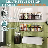 Vista 4 de DTUQTX Spice Rack Wall Mounted 6 Pack: 100% Metal & Strong Adhesive Spice Organization for Kitchen Cabinet/Pantry Door, No Drill Hanging Seasoning