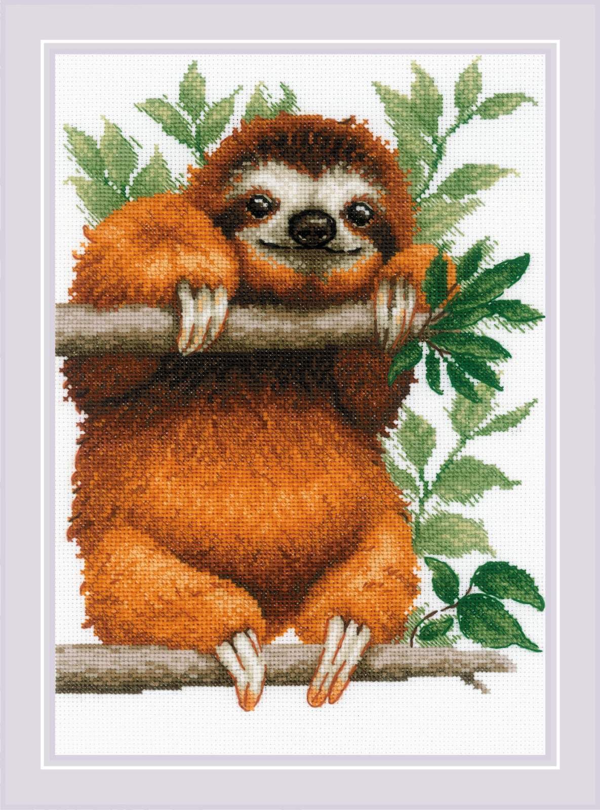 RIOLIS - Bradipo 2213, Punto croce 21x30cm, Punto croce kit da ricamare, Disegni da ricamare, Embroidery kit, Set punto croce, Kit ricamo punto croce