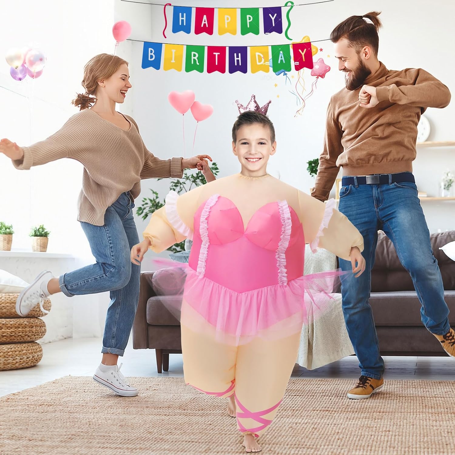 Poptrend Inflatable Ballet Costumes for Kids Funny Halloween Blow up Costume with Crown Headband Girls Dance Party Cosplay - Image 6