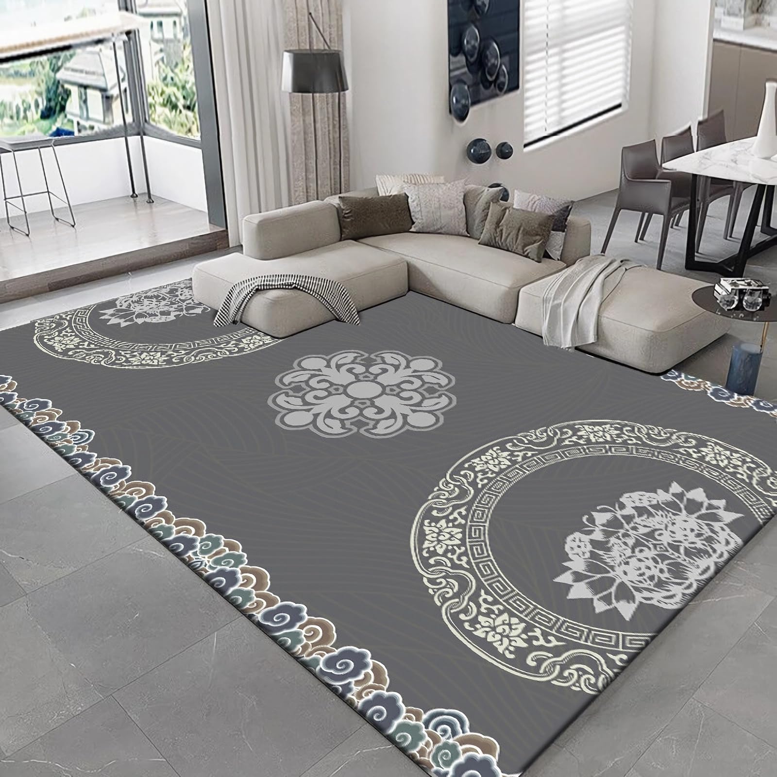 Tapis de décoration moderne effet encre aux finitions haut de gamme