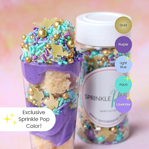 Miniatura 3 de Sprinkle Pop - Mezcla de chispas de princesa árabe, hecha en Estados Unidos por Sprinkle Pop, gránulos morados de lavanda aguamarina con adornos de