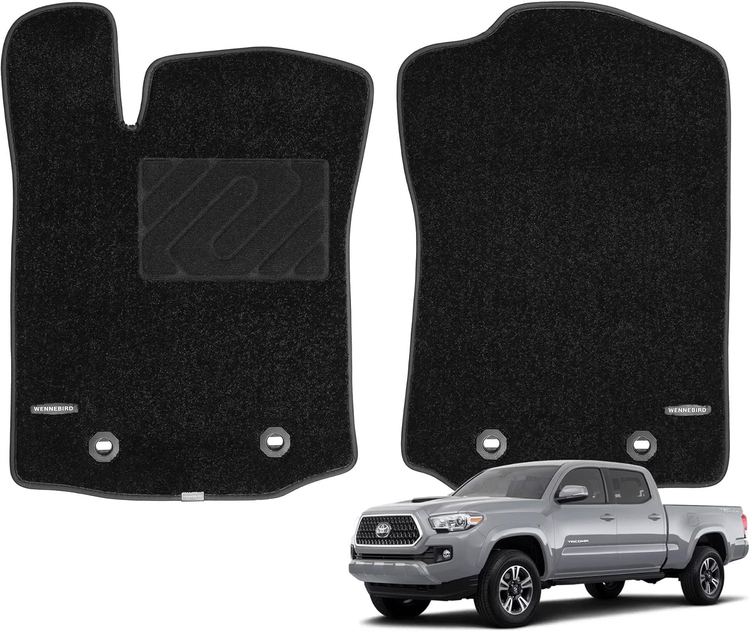 WENNEBIRD Superior Carpet Front Row Floor Mats for 2016-2023 Toyota Tacoma, 0.6-Inch Ultra-Thick, Noise-Reducing, All-Weather Waterproof Anti-Slip – 2-Pc Set