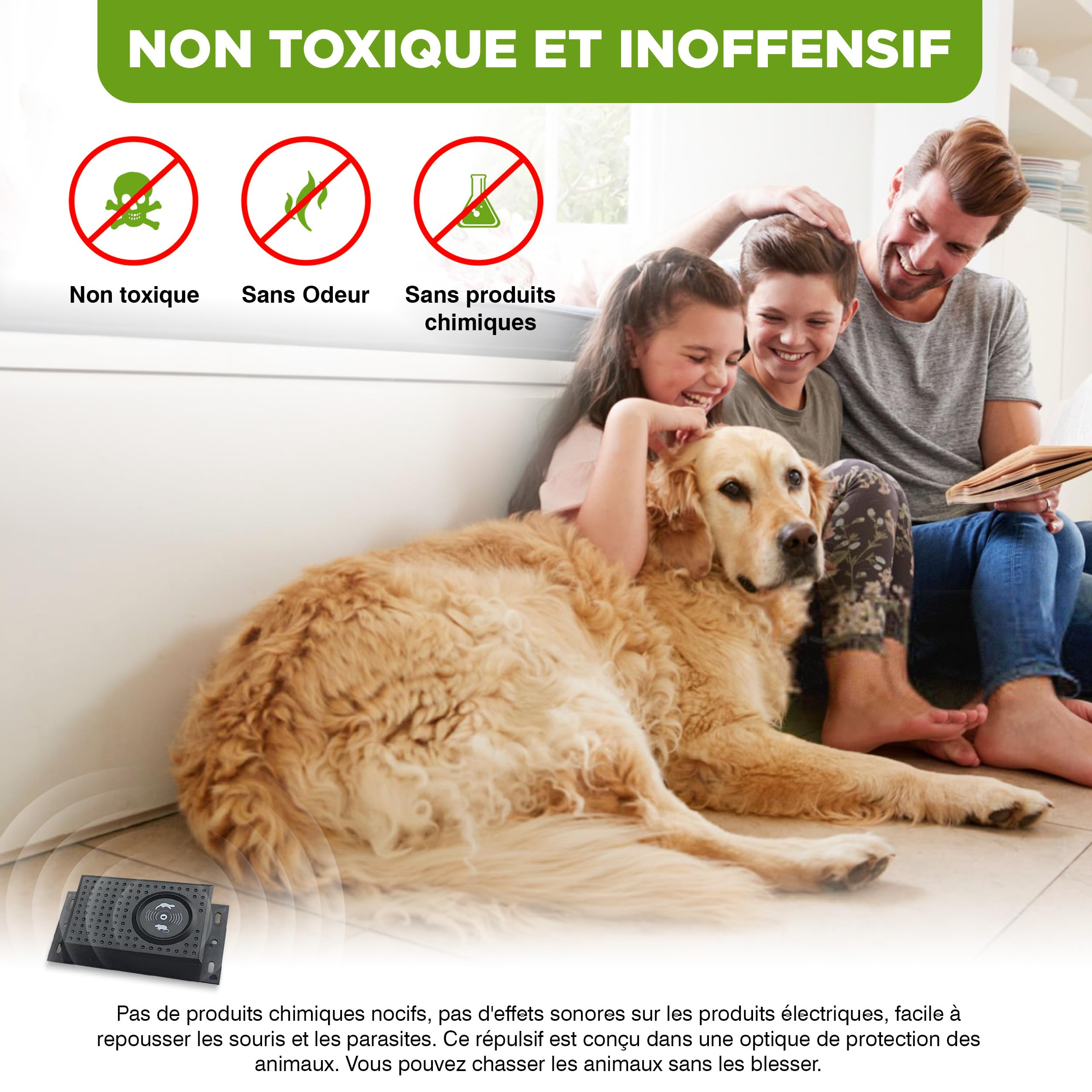 ISOTRONIC Répulsif pour Les martres, Souris et Les Rats avec Fonction de lumière/Clignotant LED Ultrasons pour la Voiture, la Maison, Le Garage et Le Grenier
