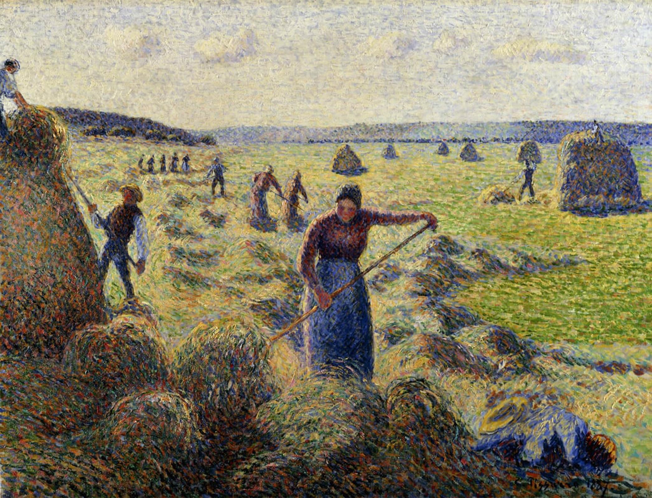 SERENDIPITP Vintage Wall Art Canvas Nordic Poster Canvas Print Picture Harvesting Hay by Camille Jacob Pissarro Wall Art Poster for Home Decor 60x90cm