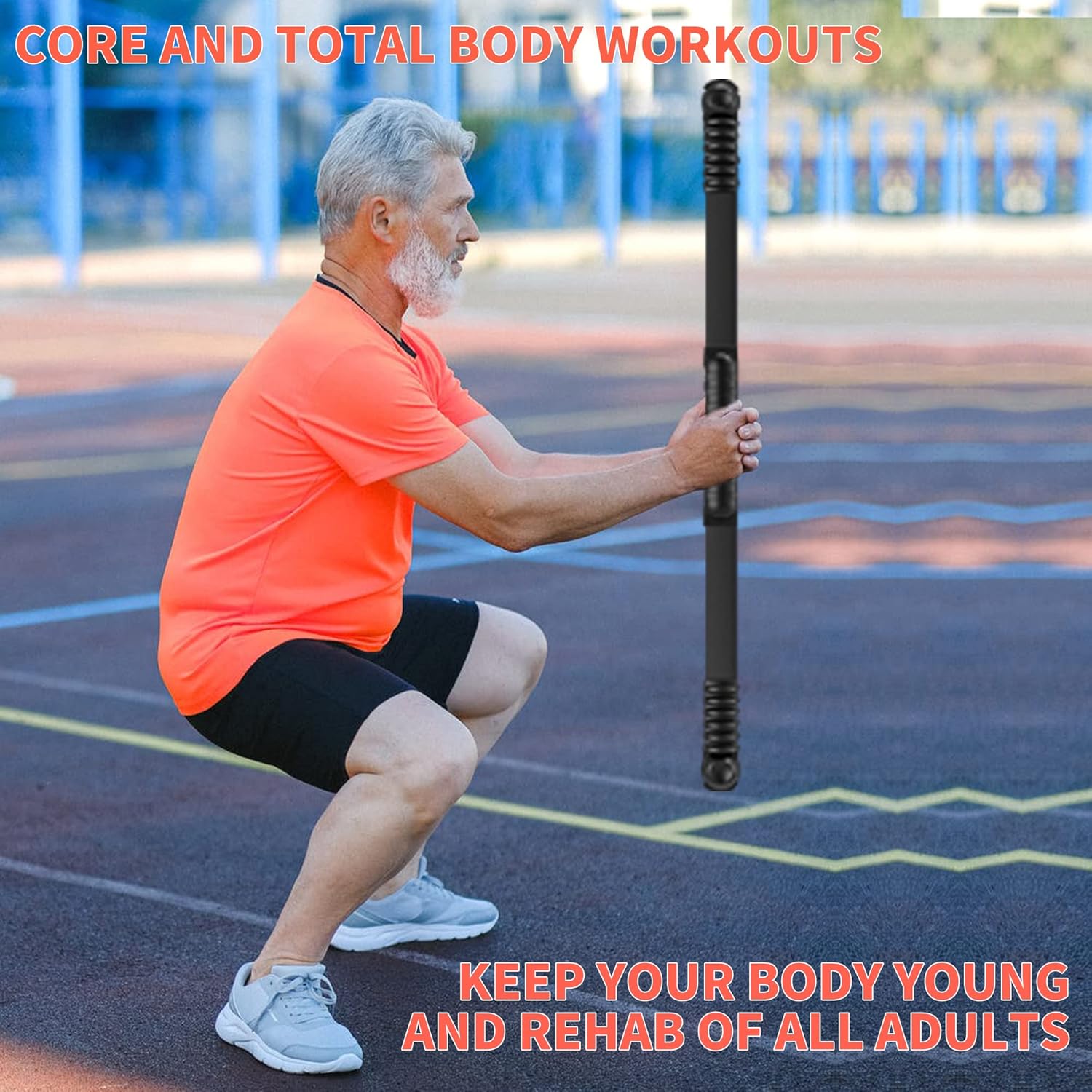 Hotwave Elastic Fitness Bar, Shoulder Physical Therapy, Total Body Fat Burning Bar, Core Strength Training Equipment Patented Product. : Sports & Outdoors