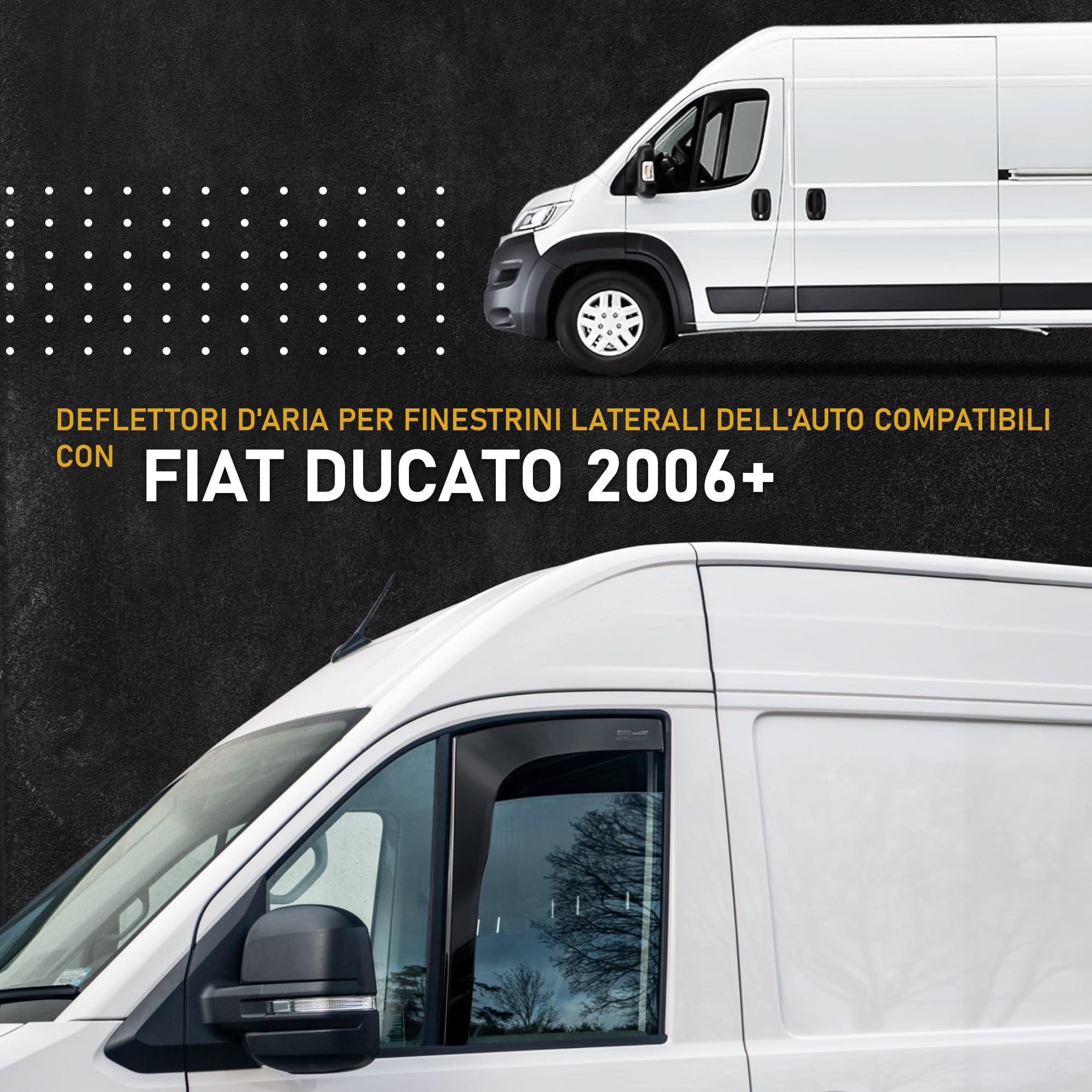 HEKO - Compatibile con Fiat Ducato 2006+ Deflettori per Vetri Laterali; Anteriori; Due pezzi; Deflettori d’Aria Antipioggia, Antiturbo, Oscurati, Aerodinamici; Installazione Rapida e Semplice