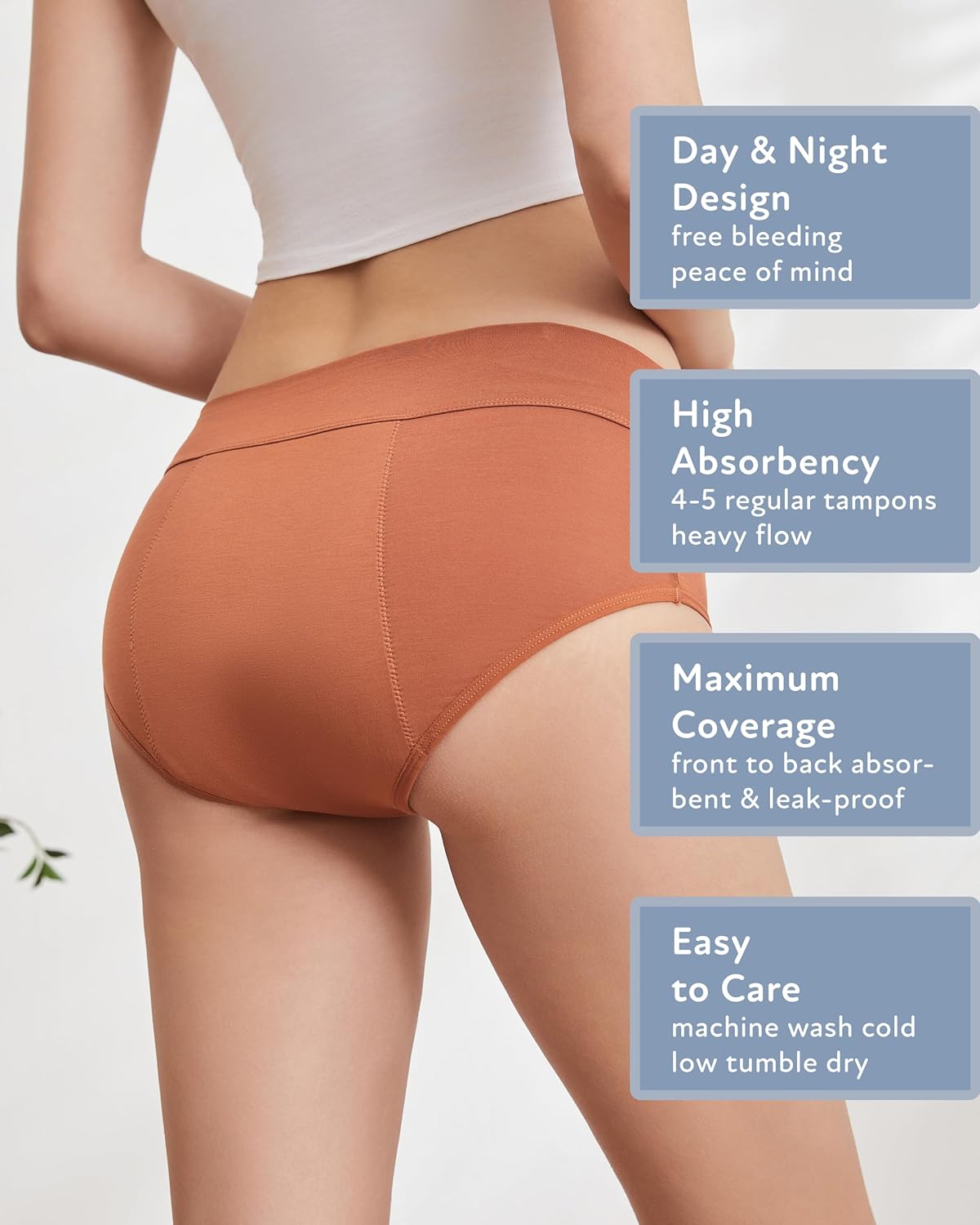 Goat Union Midi Period Underwear for Women Teens, Menstrual Period Panty, Organic Cotton Lining, Full Coverage & Heavy Flow - Image 5