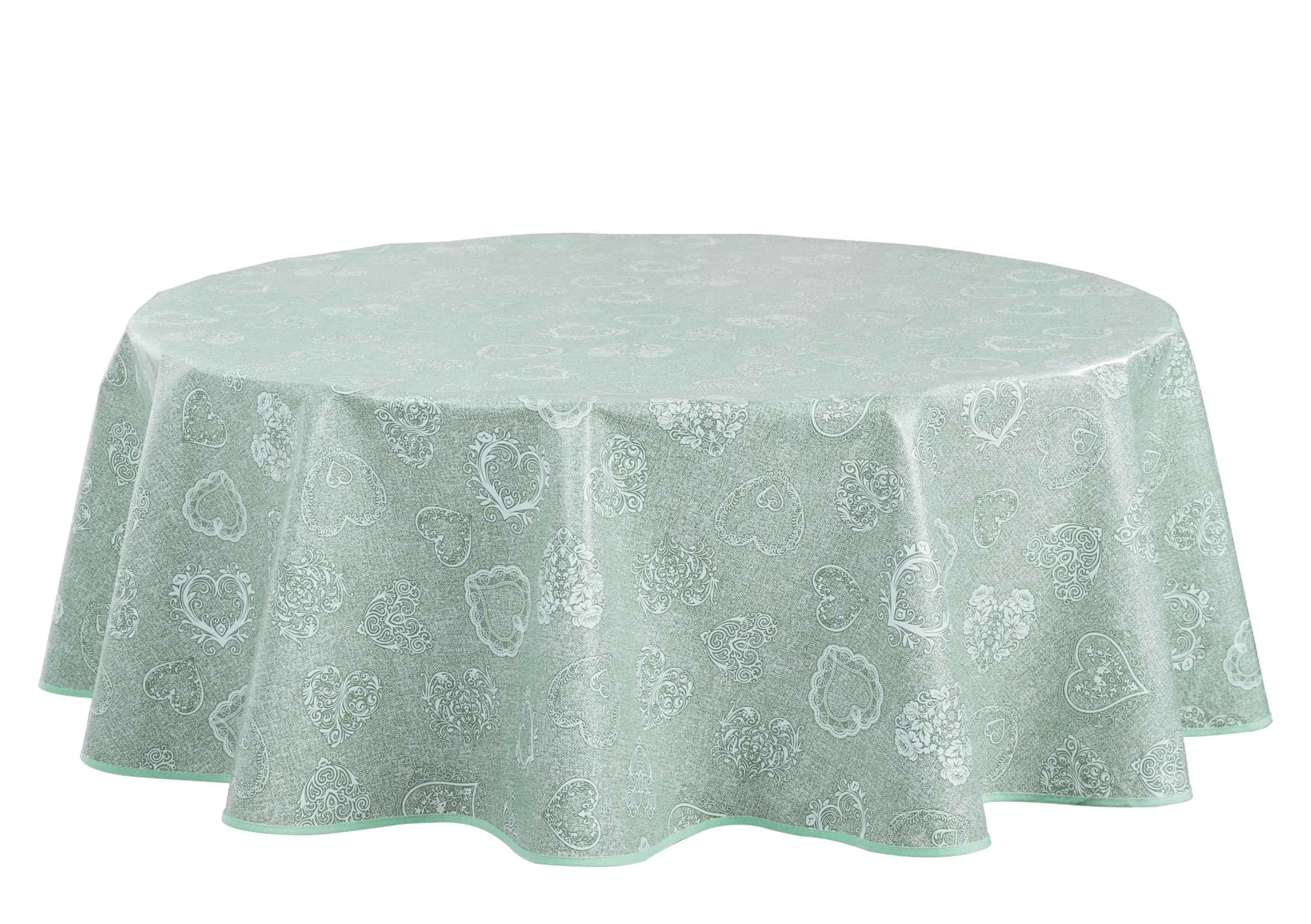 Home Direct Sage Green Round Oilcloth Pvc Wipe Clean Tablecloth Table Cover 140Cm 55"