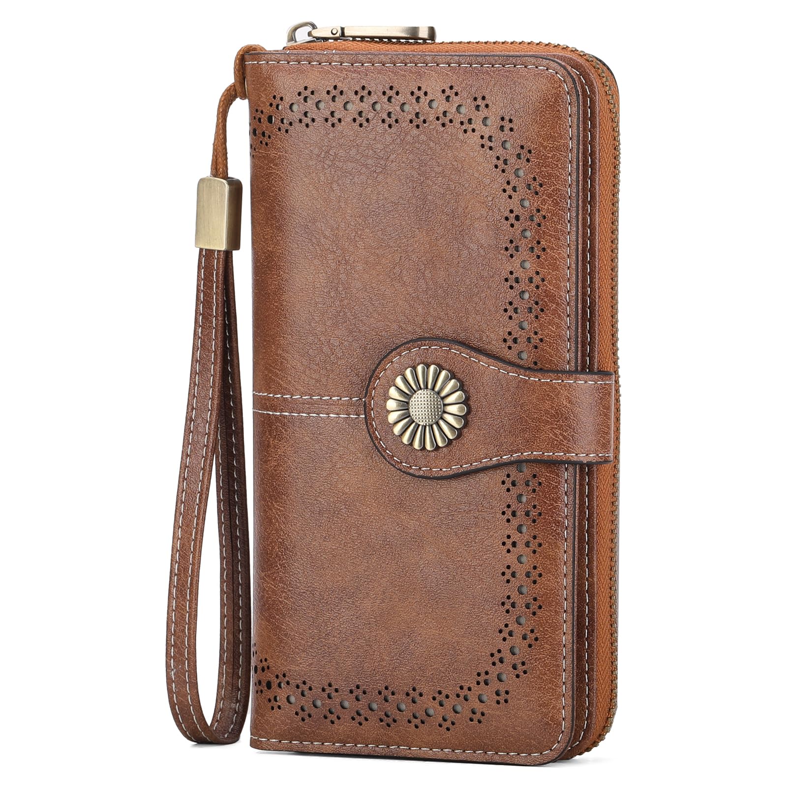 SENDEFN Portefeuille Femme, Grande Capacite Femme Portefeuille avec Blocage RFID Porte Monnaie avec Plusieurs Emplacements pour Cartes Long Portefeuille en Cuir